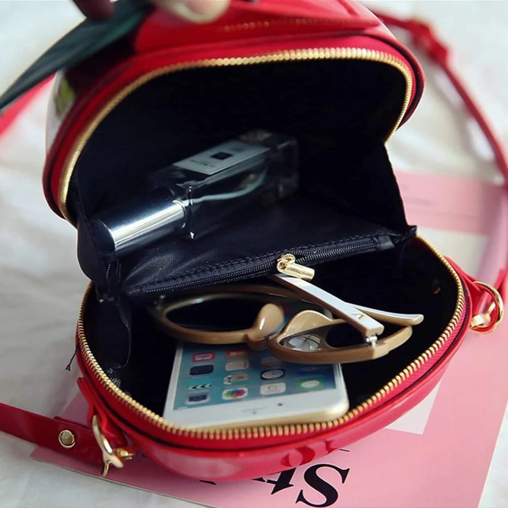 Apple purse snowwhite halloween costume vegan leather fruit bag party red green - Picture 4 of 5